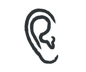Ear on a white background. Symbol. Vector illustration.
