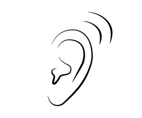 Ear on a white background. Silhouette. Vector illustration.