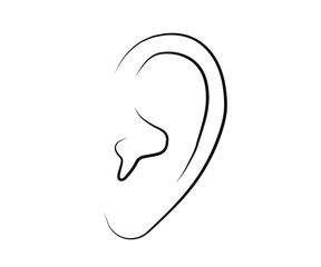 Ear on a white background. Silhouette. Vector illustration.