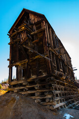 Fototapeta na wymiar The Remains of The Timber Ore House of The New Monarch Silver Mine, Leadville Mining District, Leadville, Colorado, USA