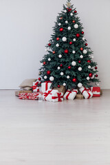 Christmas tree with gifts New year scenery room winter