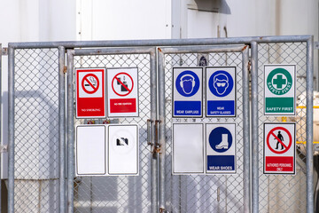 Liquid oxygen tank in factory with warning label for safety control flammable,safety industrial...
