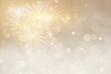 Abstract bokeh and fireworks background for new year 2021, new year decoration for background