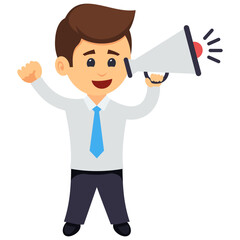 
A cartoon character holding megaphone symbolising business announcement
