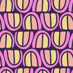 Vector seamless colorful pattern of ornamental abstract shapes in lines