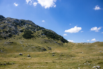 Obraz premium Fantastic mountains of Montenegro. Picturesque mountain landscape of Durmitor National Park, Montenegro, Europe, Balkans, Dinaric Alps, UNESCO World Heritage Site. 