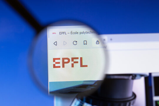 Los Angeles, California, USA - 3 March 2020: EPFL Ecole Polytechnique Federale de Lausanne website homepage logo visible on display screen, Illustrative Editorial