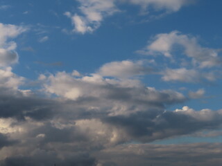 blue sky with white and dark clouds