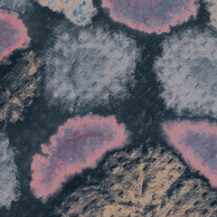 Black Grunge Ornament. Peach Dirty Paper. Grey