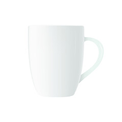 Realistic white cup isolated on white background. Vector template for Mock Up. Vector illustration. Cup for tea or coffee, place for design