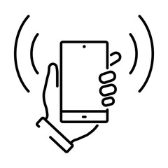 Simple linear icon for smartphone payment or touch payment.