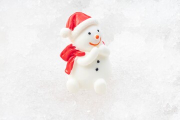 Snowman white on snow Christmas and happy new year day