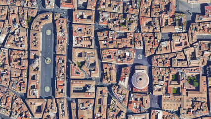 City of Rome looking down aerial view from above – Bird’s eye view Rome, Italy