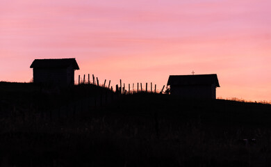 Obraz premium colorful and magical sunset silhouettes