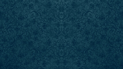 Old dark blue vintage shabby patchwork tiles stone concrete cement wall texture wallpaper background