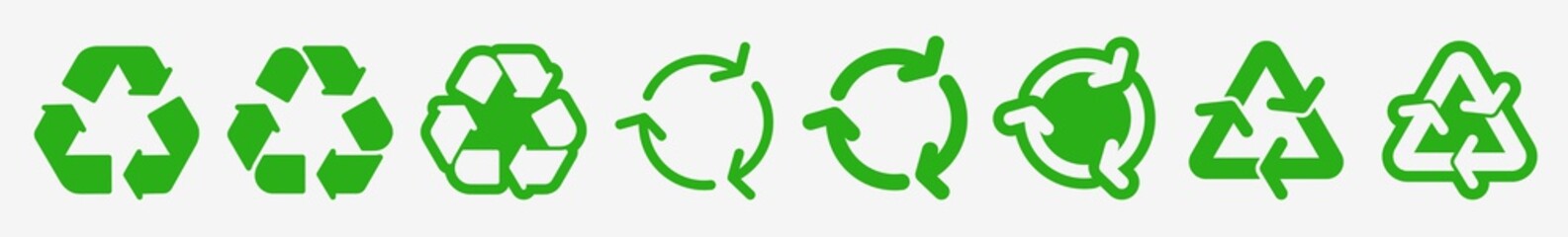 Obraz premium Recycle Symbol Icon Set Green | Recycling Vector Illustration Logo | Recycle Icons Isolated Collection