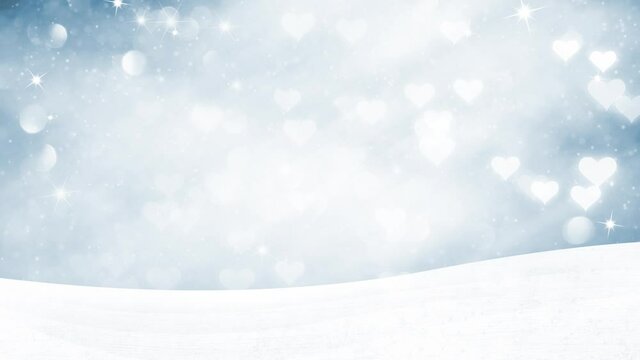 Silver blue shiny new year and christmas decoration background wit falling snow.