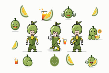Fresh durian. creative set design vector template