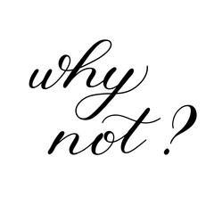 Why not, hand lettering illustration. Motivating modern calligraphy.