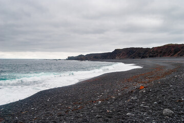 Fototapeta na wymiar Beach with black sand in Iceland