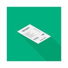 Receipt paper, bill check, invoice, cash receipt. Right view isometric icon.