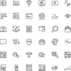 internet vector icon set such as: graph, speed, crime, evermore, cracker, life, file, data warehouse, structure, scanning, geek, rechargeable, play, check, trendy, young, video streaming, math, hand