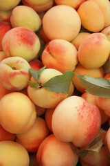 delicious peaches on a market