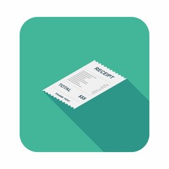 Receipt paper, bill check, invoice, cash receipt. Left view isometric icon.