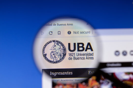 Los Angeles, California, USA - 3 March 2020: Universidad de Buenos Aires UBA website homepage logo visible on display screen, Illustrative Editorial