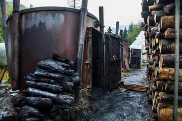 Charcoal kilns (Retorty) in the Bieszczady Mountains, Poland