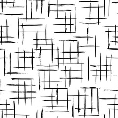 Vector seamless pattern. Irregular abstract grid. Linear hand drawn background. Repeating geometric tiles.