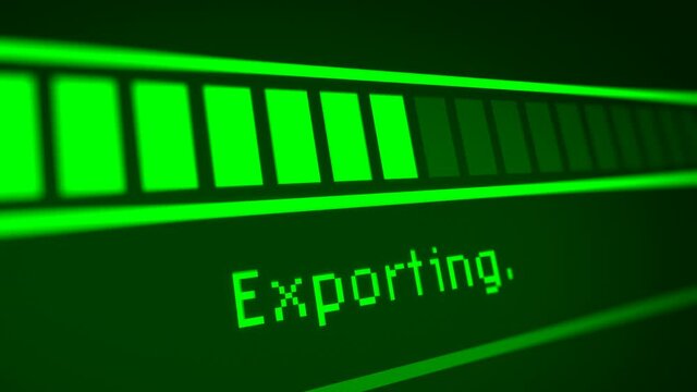 Animated Green Exporting Progress Bar in Monitor Screen