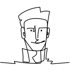 man hair stylish continuous line, isolated design