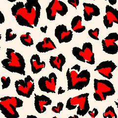 Leopard pattern. Seamless vector print. Abstract repeating pattern - heart leopard skin imitation can be painted on clothes or fabric.