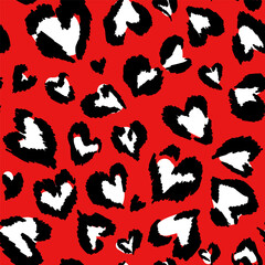 Obraz na płótnie Canvas Leopard pattern. Seamless vector print. Abstract repeating pattern - heart leopard skin imitation can be painted on clothes or fabric.