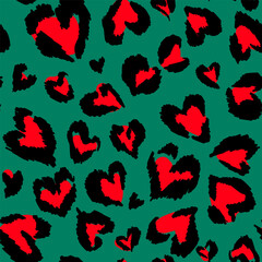 Leopard pattern. Seamless vector print. Abstract repeating pattern - heart leopard skin imitation can be painted on clothes or fabric.