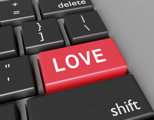 Feelings concept. Words LOVE you on button of computer keyboard