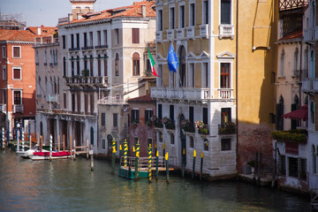 Fototapeta na wymiar View of Venice Grand Canal with gandola. Architecture and landmarks of Venice. Venice postcard