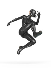cyber soldier female jumping