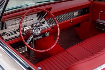red retro car interior design