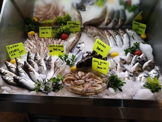fresh fish market stall
