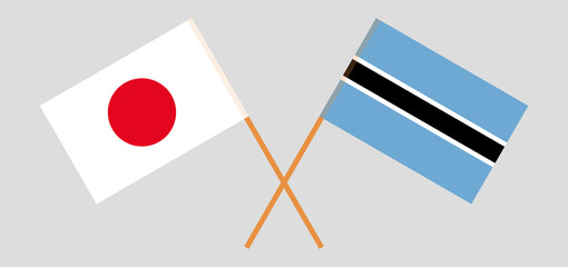 Crossed flags of Botswana and Japan