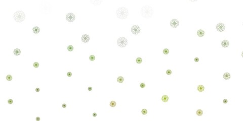 Light green vector doodle texture with flowers.