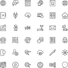 internet vector icon set such as: tech, broadcast, basket, camera, campaign, complex, comment, buyer, photo, cybercrime, cluster, gateway, time, connect, work, quality, objective, book, gaming