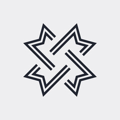 Complex Geometric Contemporary Element. Logo Template Design for Business Corporate Sign. Abstract Merged Figures for Web Design or Mobile App on Gray Background