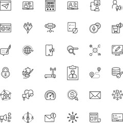 internet vector icon set such as: postal, editable stroke, address, wifi, trend, sound, compliance, computer-based, gauge, discovery, switch, growth, conversion, course, safety, link, no, secret