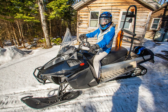 person on snowmobile