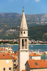 The bell tower of the Cathedral of St. John the Baptist - a visiting card of Budva, Montenegro