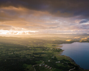 sunset over the lake