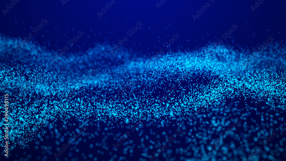 Poster cyber particles. abstract wave of many points. futuristic background illustration. dust particles. 3